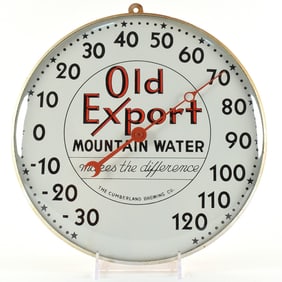 Old Export 1950s Glass Front Thermometer