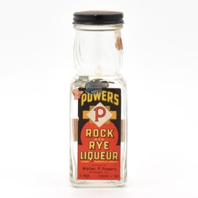 Powers Rock and Rye 1930s Paper Label Liqueur Jar