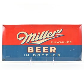 Miller Beer IN BOTTLES 1930s Tin-Over-Cardboard Sign