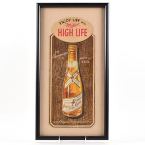 Miller High  Life 1940s Diecut Cardboard Sign