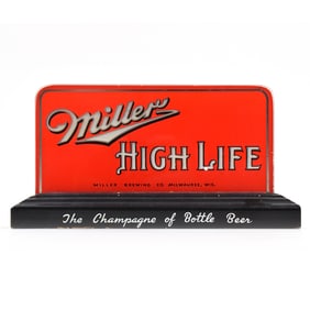 Miller High Life 1940s Back Bar Reverse-Painted Glass Sign