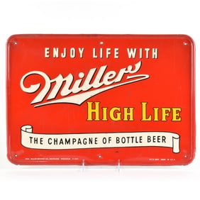 Miller High Life 1950s Embossed Tin Sign 2 OF 2