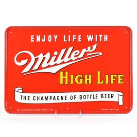 Miller High Life 1950s Embossed Tin Sign MINTY 1 OF 2