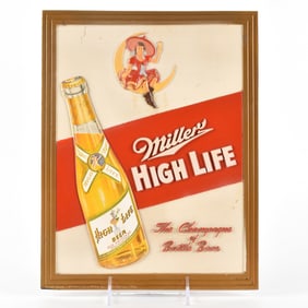 Miller High Life 1950s Pressed Composition Sign