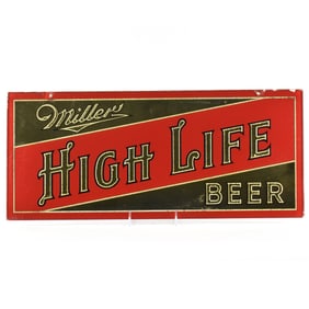 Miller High Life Beer 1940s Reverse Painted Etched Glass Sign GOLD