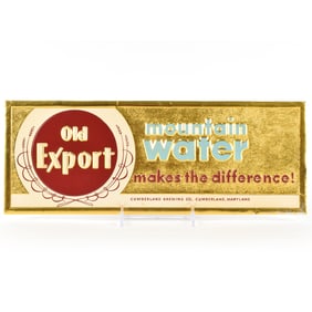 Old Export 1950s Pressed Foil Cardboard Sign
