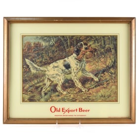 Old Export Beer 1940s Lithograph With ROG and Frame ENGLISH SETTER