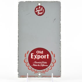 Old Export Beer 1950s Reverse Painted Mirror Sign