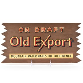 Old Export On Draft 1940s Wood Sign NO BEER