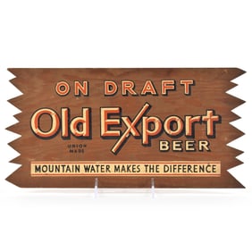 Old Export On Draft 1940s Wood Sign WITH BEER