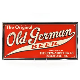 Old German Beer 1930s Embossed Tin Sign