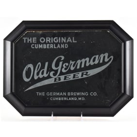 Old German Beer 1930s Etched Mirrored Sign