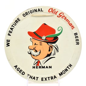 Old German Beer 1950s Tin Sign HERMAN