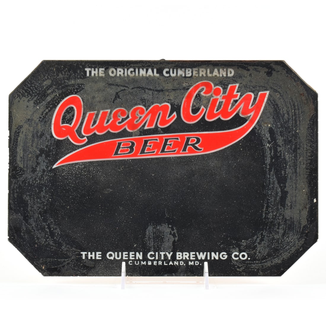 Queen City Beer 1940s Reverse Painted Glass Sign (1 of 2)
