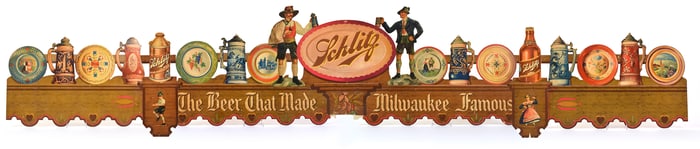 Schlitz Beer 1940s Die Cut 7-Piece Cardboard Sign HUGE BACK BAR