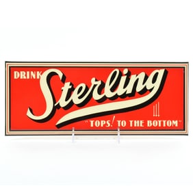 Sterling Beer 1930s Tin-Over-Cardboard Sign TOPS TO THE BOTTOM OUTSTANDING
