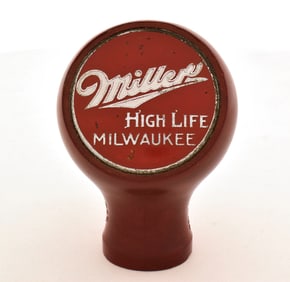 Miller High Life Milwaukee 1930s Maroon Ball Tap Knob