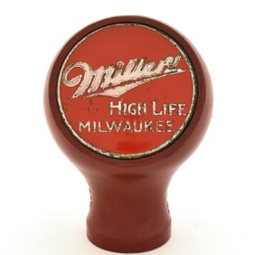 Miller High Life Milwaukee 1930s Maroon Ball Tap Knob