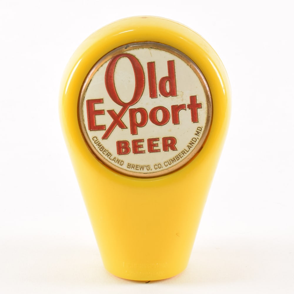 Old Export Beer 1950s Plastic 2-Sided Tap Handle YELLOW (1 of 4)