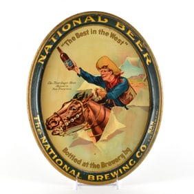 National Beer Pre-Prohibition Serving Tray HORSEMAN