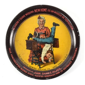 New Home Sewing Machine 1900s Glass Faced Tip Tray