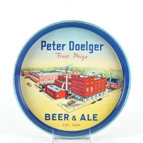 Peter Doelger Beer and Ale Factory Scene 1940s Serving Tray