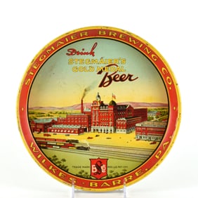 Stegmaiers Gold Medal Beer Factory Scene 1930s Serving Tray