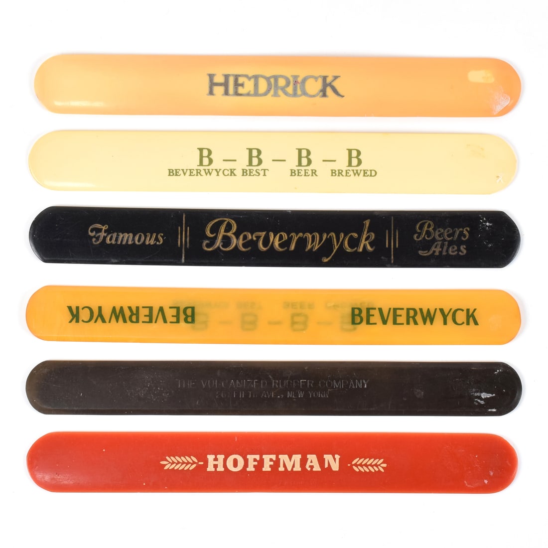 New York Foam Scrapers - Lot of 12 - 10 Different BEVERWYCK HEDRICK HOFFMAN: Brewer/Business Name: Multiple breweries and locations, New York Manufacturer/Plant: Unknown Date of manufacture: