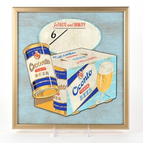 Oconto Beer 1950s Window Decal on Glass