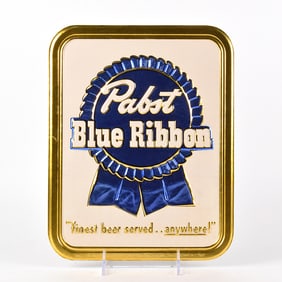 Pabst Blue Ribbon Beer 1950s Pressed Cardboard Sign