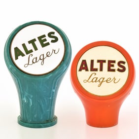 Altes Beer 1940s Ball Tap Knobs RED GREEN Lot of 2