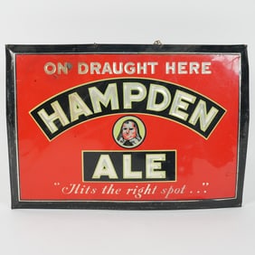 Hampden Ale On Draught PRISMATIC Celluloid Over TOC Sign RARE