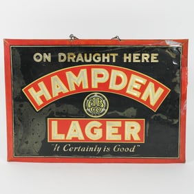 Hampden Lager Celluloid Over TOC Sign RARE