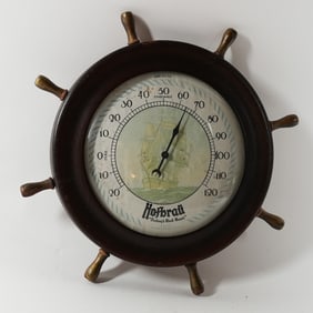 Hofbrau Beer 1940s Thermometer SAILING SHIP SHIPS WHEEL RARE