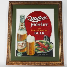 Miller High Life Bottle Crown LOBSTER Framed Diecut Sign "Just Perfect"
