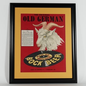 Old German Best On Record Bock Beer Framed Paper Sign