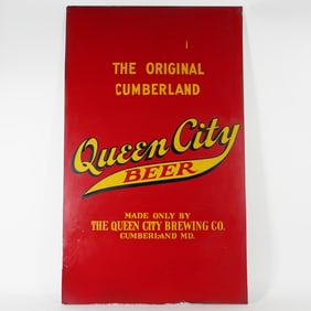 Queen City Brewing Cumberland, MD Board Sign, c. 1940s