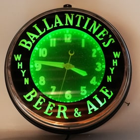 Ballantine's Beer & Ale WHYN Illuminated Advertising Clock SCARCE