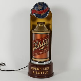 Schlitz Beer Cone Top Illuminated Price Bros Halo Sign 1940s