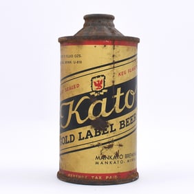 Kato Gold Label Beer Flat Bottom Cone Top DNCMT 4 PERCENT 170-28 FBIR