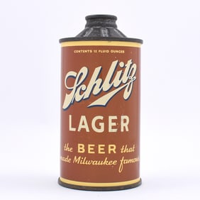 Schlitz Lager Beer Flat Bottom Cone Top FBIR LESS THEN 4 PERCENT UNLISTED