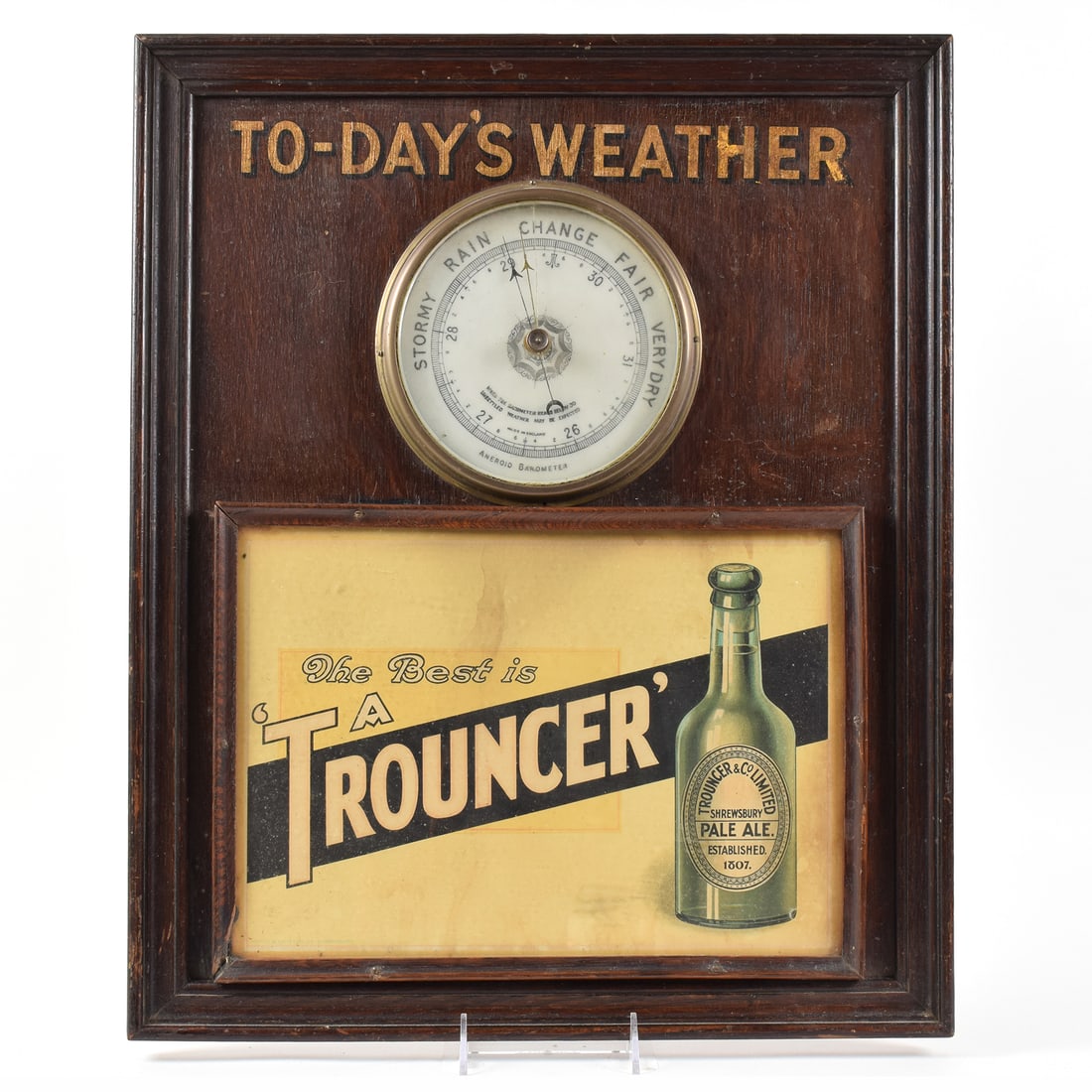 Trouncer Pale Ale Circa 1905 English Wood Barometer Sign (1 of 2)