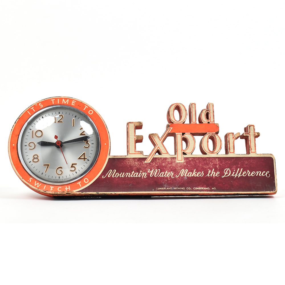 Old Export 1950s Paper Laminate Clock Sign (1 of 4)