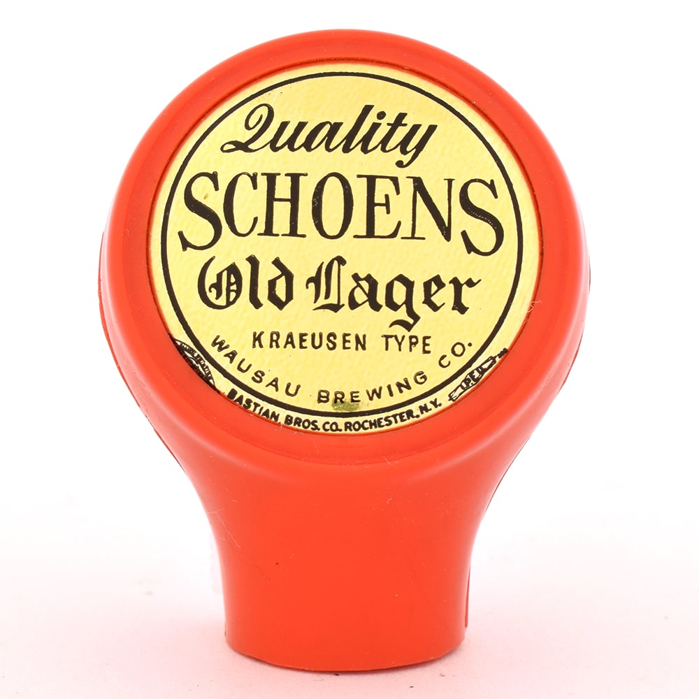 Schoens Old Lager Red Celluloid Ball Tap Knob MINTY (1 of 4)