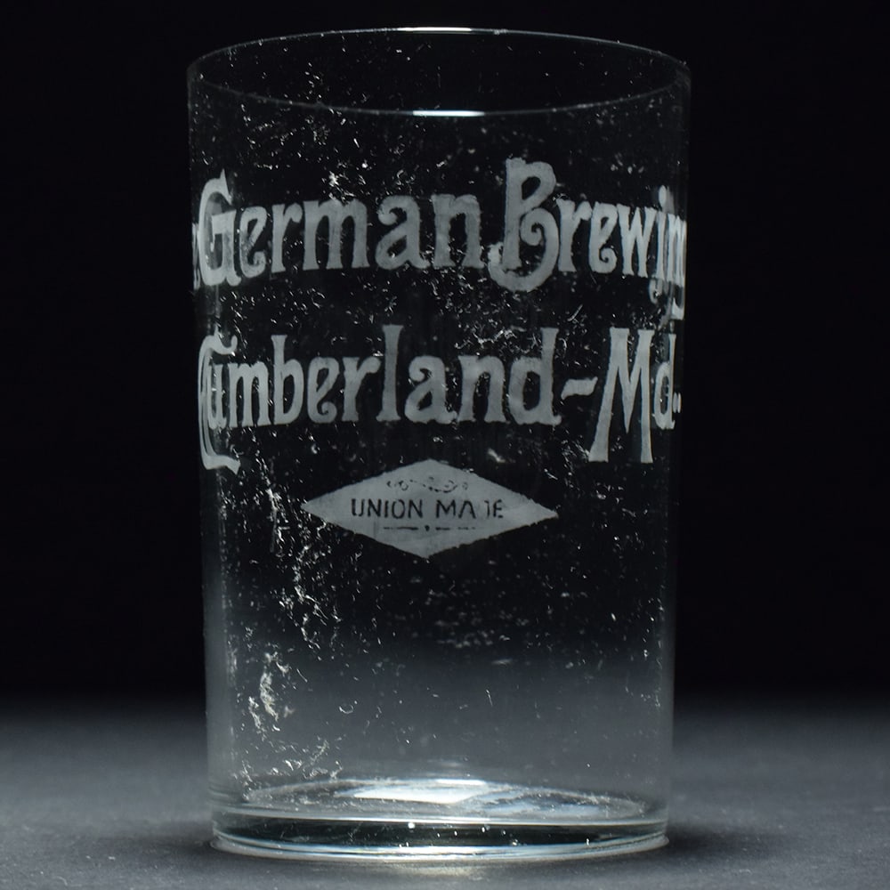 German Brewing Co Pre-Prohibition Etched Glass: Brewer/Business Name: German Brewing Co., Cumberland, Maryland Manufacturer/Plant: Unknown Date of manufacture: