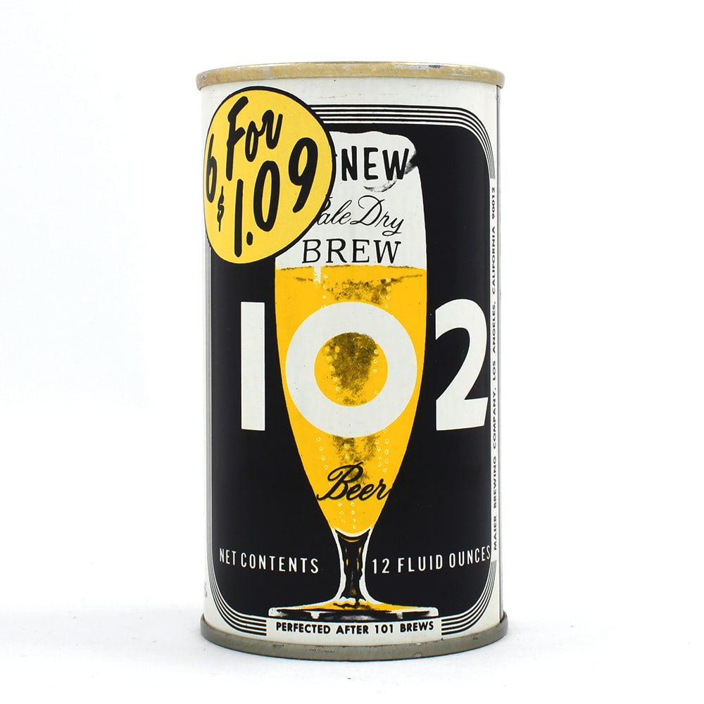 Brew 102 Pale Dry Beer Pull Tab 6 FOR 109 MINTY: Brewer/Business Name: Maier Brewing Co., Los Angeles, California Manufacturer/Plant: National Can Co.Date of manufacture: