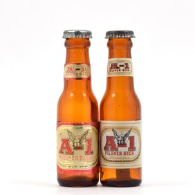 A-1 Beer 1950s Mini Bottle Salt-Pepper Shakers Lot of 2