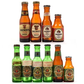 Drewrys Ale-Beer 1950s Mini Bottles Lot of 10