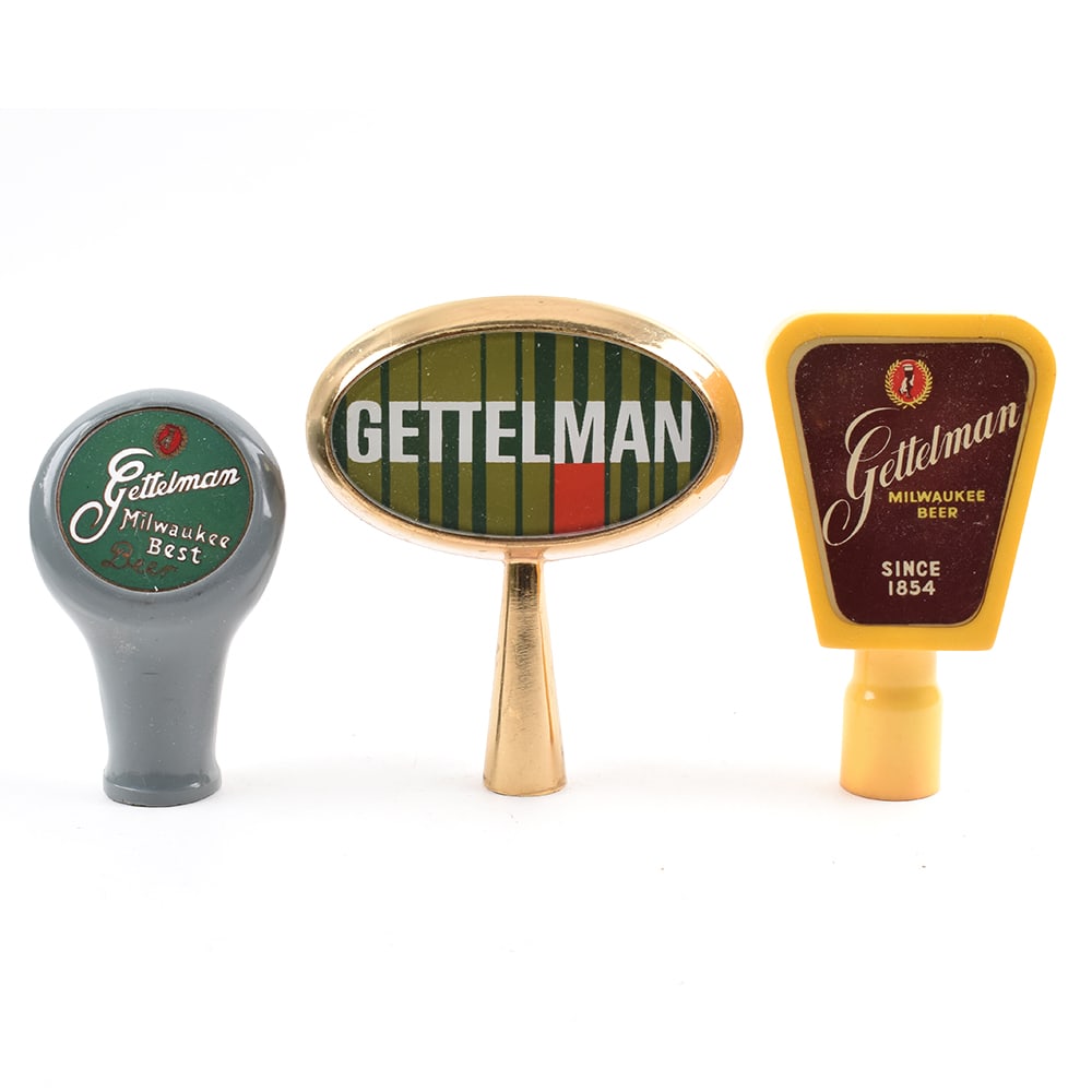 Gettelman Tap Handles Lot of 3 Different 1940s-1960s: Brewer/Business Name: A. Gettelman Brewing Co., Milwaukee, Wisconsin Manufacturer/Plant: Unknown Date of manufacture: