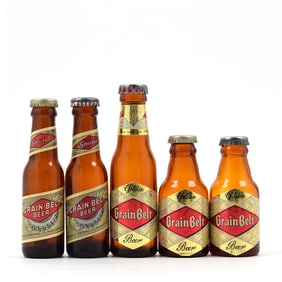 Grain Belt Beer 1940s-50s Mini Bottles Lot of 5